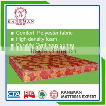 Angola hot sale continuous spring cheap mattress with colorful polyester fabric