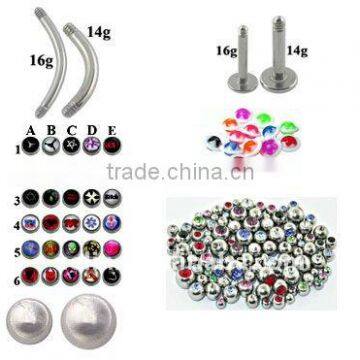 BODY JEWELRY 100PCS. STEEL MIX PIERCING ACCESSORIES