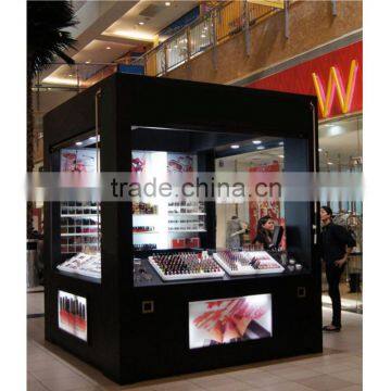 Luxury mall kiosk glass showcase black makeup display stand