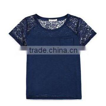 2015 Summer Lace Insert Kids T shirt High Level Quality T-shirt for girls