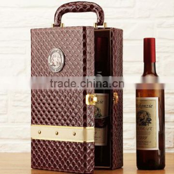 Famous Brand Retro Plaid Two Bottles High Quality Cheap portable PU Wine Package