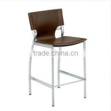 Brown Bar Stool Modern Elliptical Steel Frame