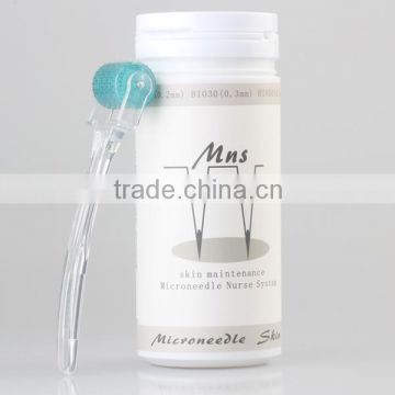 Transparent handle MNS derma roller 200 pins with round plastic box packing