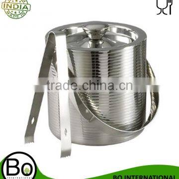 Stainless Steel Ice Bucket With Tongs 15.2 cm x 15.2 cm x 16.5 cm