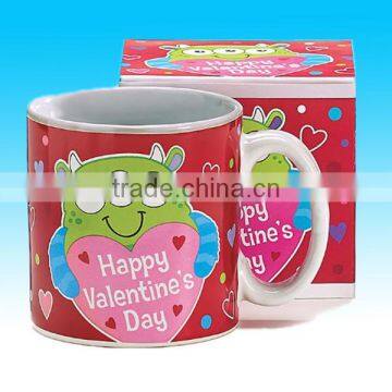 ceramic owl shape decal printing valentine cup