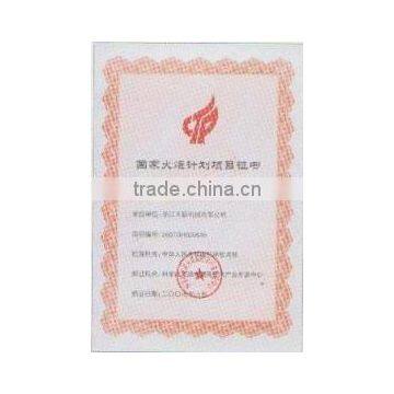 Certificate of National Torch Program Items