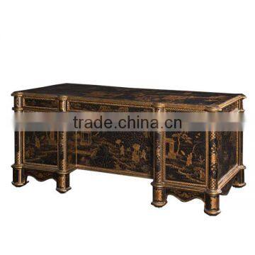 Retro Home Office Furniture, Exquisite Hand Painting Executive Desk With Chair, Classical Wood Carved Writing Table/Showcase photo-4