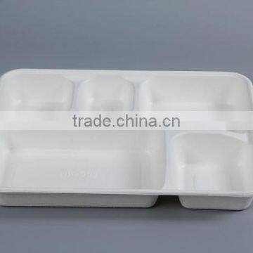 5 Compartment Shallow Tray From Sugarcane