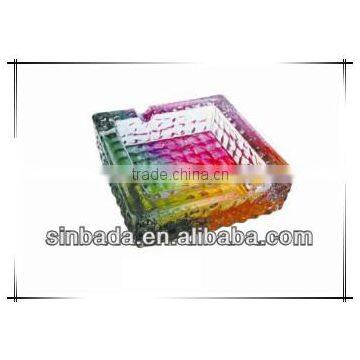 Glass ashtray with decal on bottom ,high quality glass ashtray,square glass ashtray