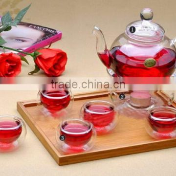 Modern heat resistant double deck clear glass scented tea tea set