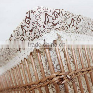 Natural Large Rectangular Handmade Cloth Lined Wicker Storage Basket photo-5