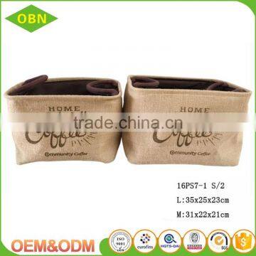 Wholesale China Cheap Household Sets 2 Decorative Corner Woven Jute Toy Storage Basket photo-3