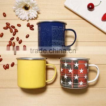 Custom Printed Different Size 8*8 cm 350ml-450ml Enamel Mug/Enamel Cup/Coffee Mug