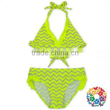 Women Blue Stripe Halter Swimsuit Beachwear Custom Bikini Swimwear photo-4