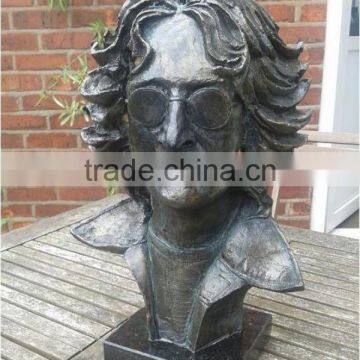 Bronze John Lennon Bust Statue for Souvenir
