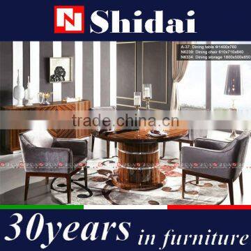 Wooden Dining Table Set, High Gloss Dining Table and Chair, Ebony Veneer Dining Room Furniture photo-4