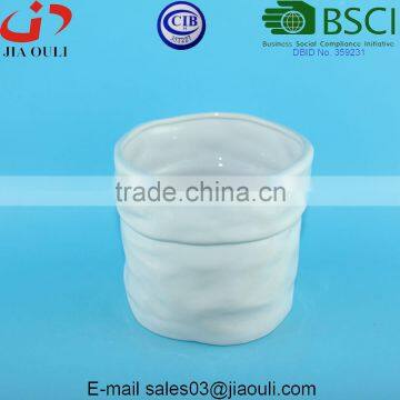 Glazed White Ceramic Succulent Pot, Dolomite Plant Pot photo-4