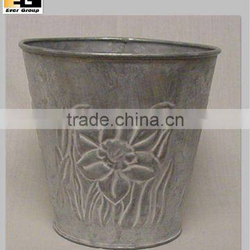 antique color flower tin planter