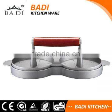 2 section aluminum die casting wooden handle Stuffed Burger Press