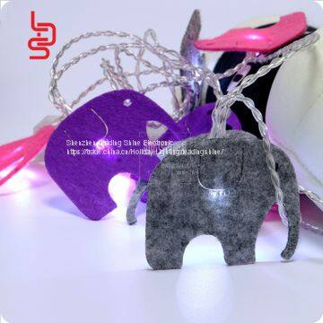 Cutie elephants non-woven fabrics white light customized design holiday christmas home decoration string light sets