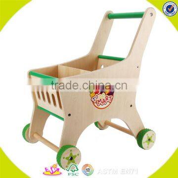 Wholesale supermarket child size wooden toy kids shopping cart W16E068-S