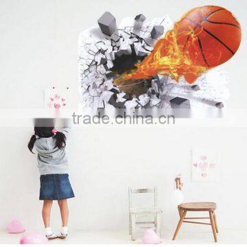 Creative Self Adhesive 3D Basketball Wall Paper for Kids' Room