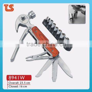 2014 Car tool saving multi hammer with wood hand stainless steel hammer