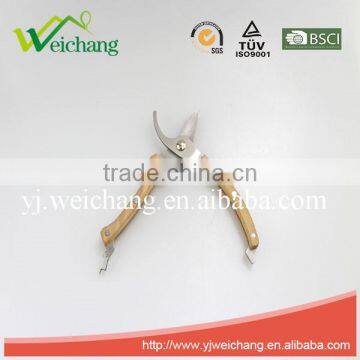 WCJ1205 Garden Scissors Stainless Steel Scissors Beech Wood Handle Bypass Pruning Shears photo-2