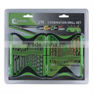 26 piece good quality combination drilling set in plastic case