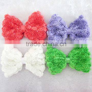 shabby bow flower clip for kids hair accessories