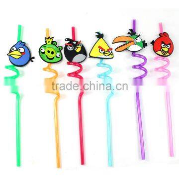 Party decoration new product plastic drinking straws spiral