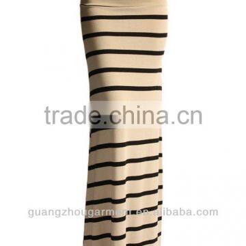 women wear cotton stripe long maxi skirt