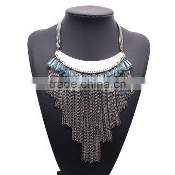 New Design Bohemian Style Multi Chain Tassel Crystal Pendant Necklaces photo-3