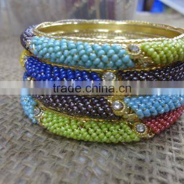 Multicolor Beaded 4 piece Bangle Set,Factory Direct Indian Churi Bracelet,Fashion Bangle Sets