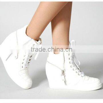 Sale 2ssd0521 White hidden women wedge heel zip-up sneakers