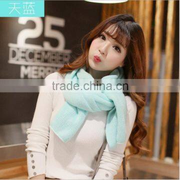 autumn winter ladies or women or girls fashion pure color new blue knitted scarf majored maker