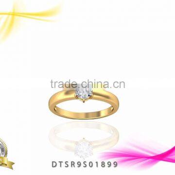 Single stone Stud Gold Plated Ring