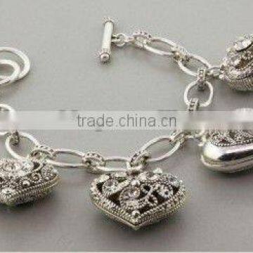 fashion heart charm bracelet, alloy charm bracelet, West style bracelet