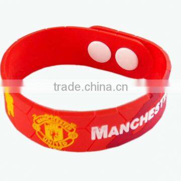 2016 Custom PVC Wristband Football Fans Ajustable Wristband Stud Snap PVC wristband