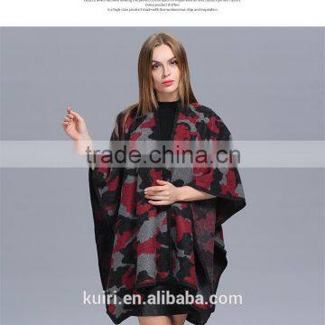 Oversized Sweater Cardigan Camouflage Palermo Runway Catwalk Street Snap Knitted Cardigan Plaid Cape Poncho Shawl Women Lady photo-4