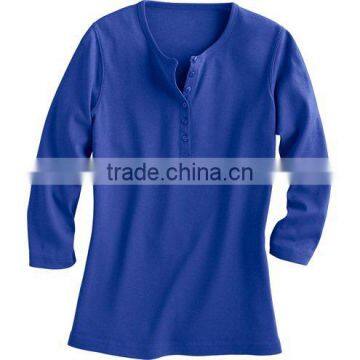 Latest Fashion Women O-neck Solid Color 3/4 Sleeve Shirts photo-5