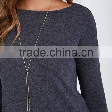 Round Neck Long Sleeves Backless Knitted Sweater Woman Sweater photo-4