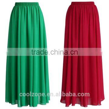 Women Wholesale Elastic Wasitband Long Skirt Fashion Chiffon Maxi Skirt 2016 photo-2