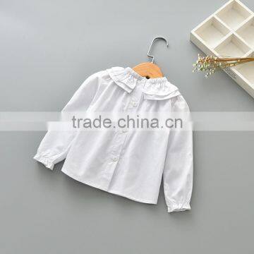 Wholesale Turn-down Collar Kids Shirt Girl Blouse Blank photo-2