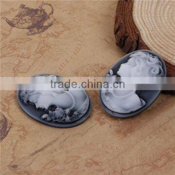 Wholesale Oval Black & White Woman Pattern Resin Cameo Embellishments photo-3
