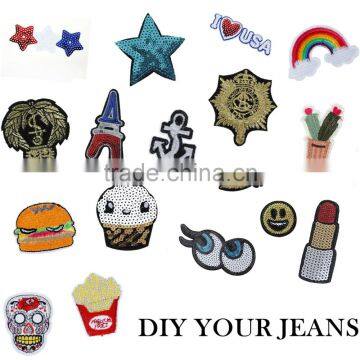 DIY Scrapbooking Craft Halloween Skull Sequins Stick On Fabric Polyester Appliques photo-4