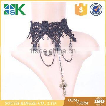 Fashion Lace Necklace European and American Retro Fake Collar Cross Necklace photo-2