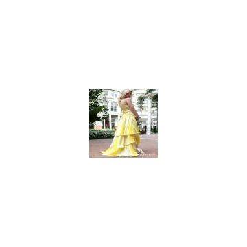 Short Front and Long Back Yellow Dresses for Party 30595 photo-3