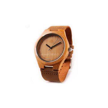 Calf Leather Strap Bamboo Wooden Watches Wholesale