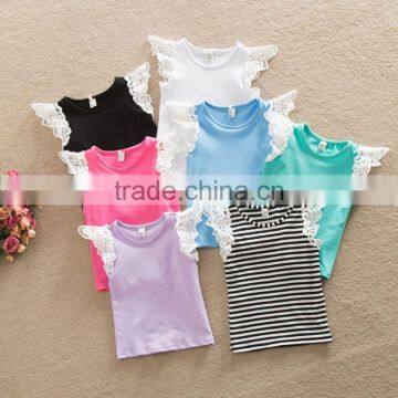 Multi Colors Lace Frill Sleeveless Cotton Wing Baby Girl Vest